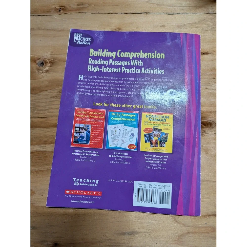 Scholastic Building Comprehension Workbook Grades 3-4 Purple Good Reading